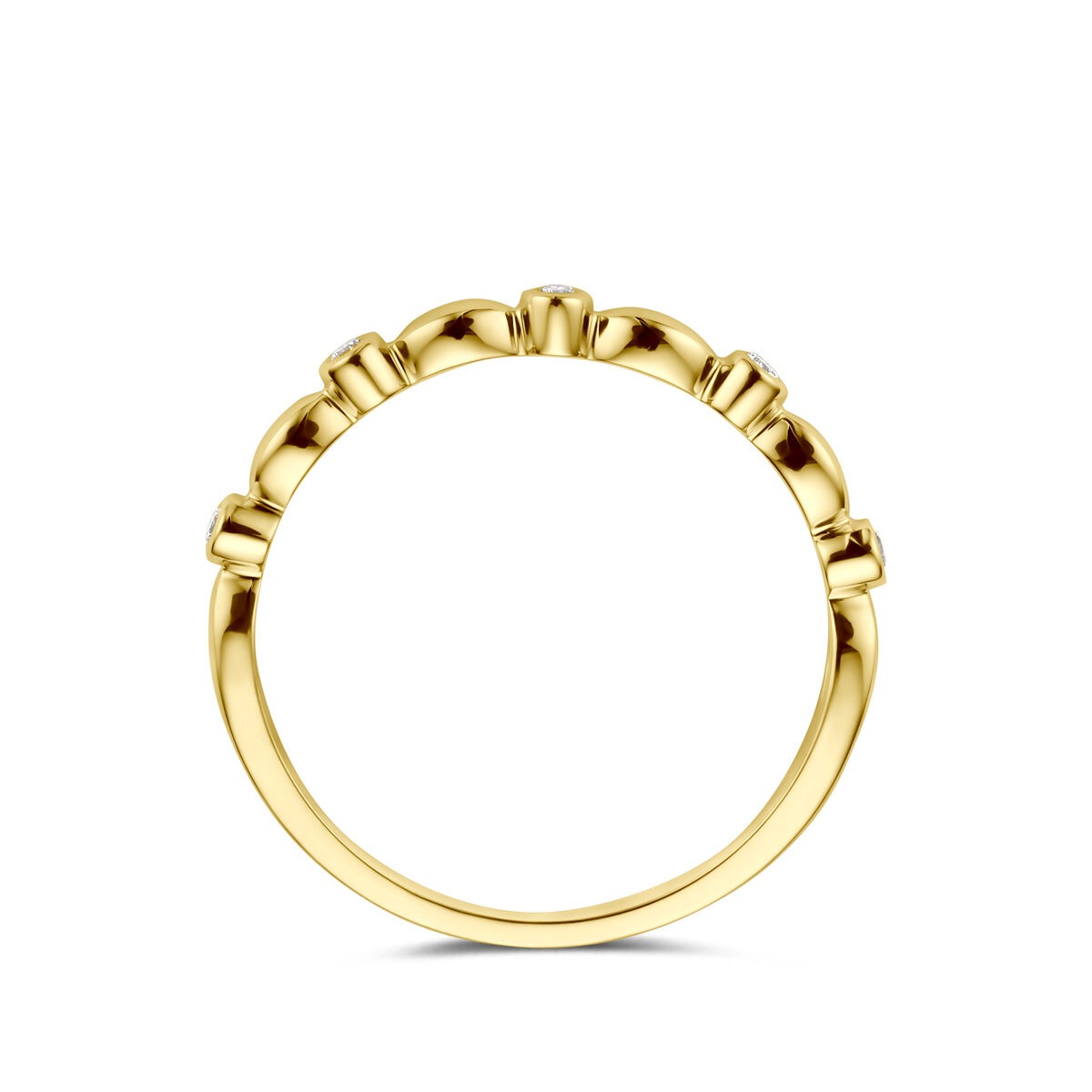 14k Geelgouden damesring met diamant – verfijnde solitaire
