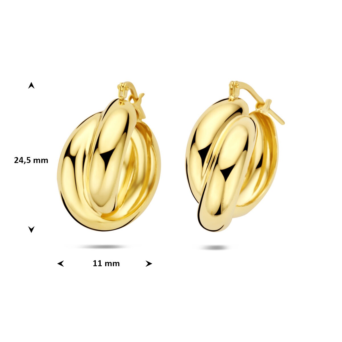 Verguld 925 zilveren oorringen 24.5 x 11 mm