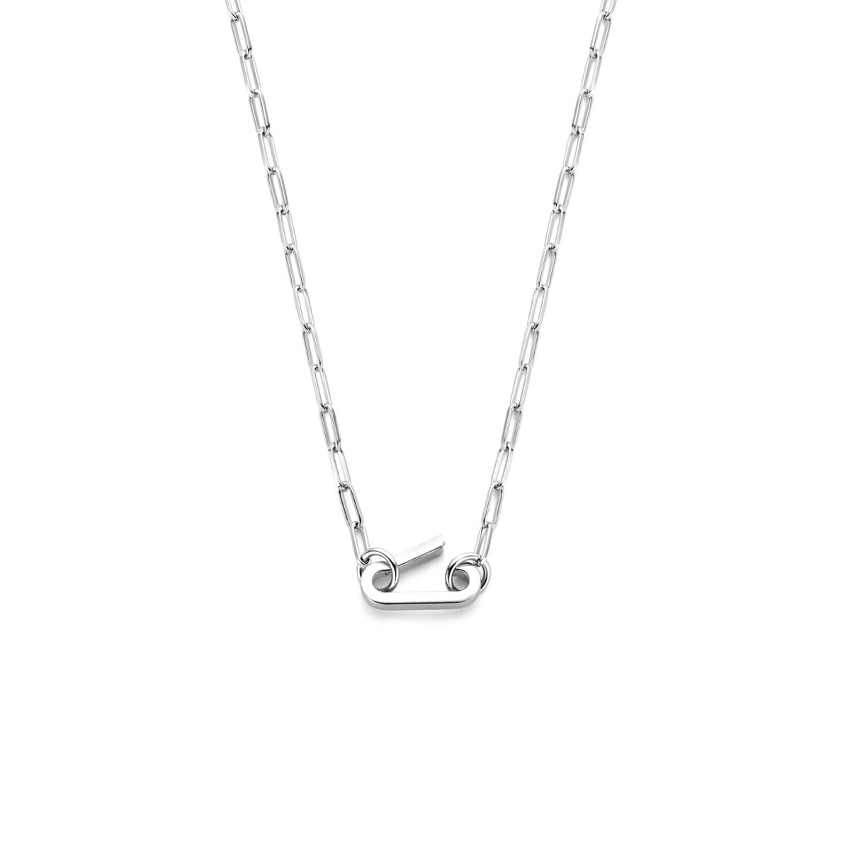 Zilveren paperclip ketting met connector – gerhodineerd 925 zilver