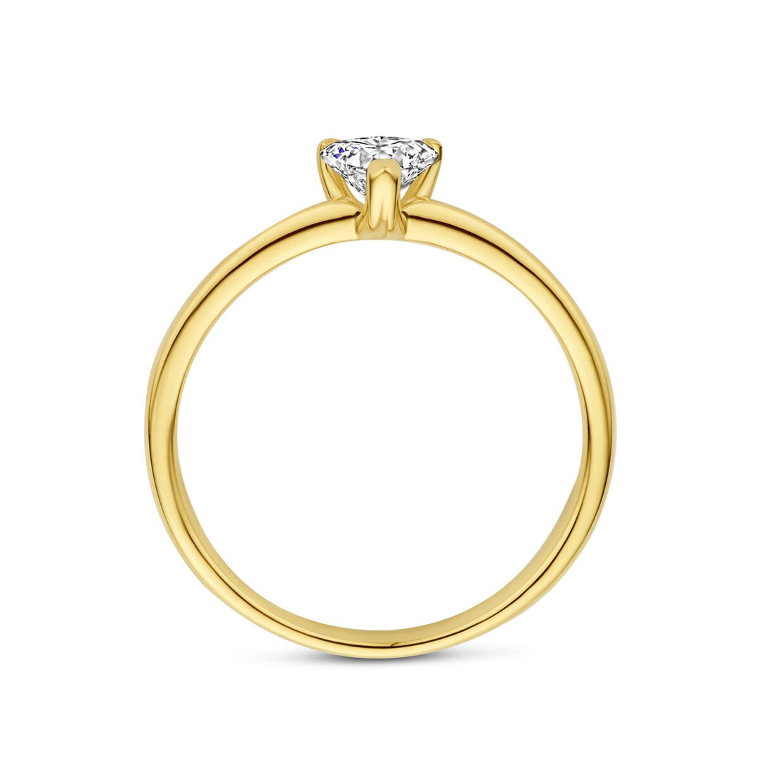 14k Geelgouden ring met hartvormige lab grown diamant 0.30ct