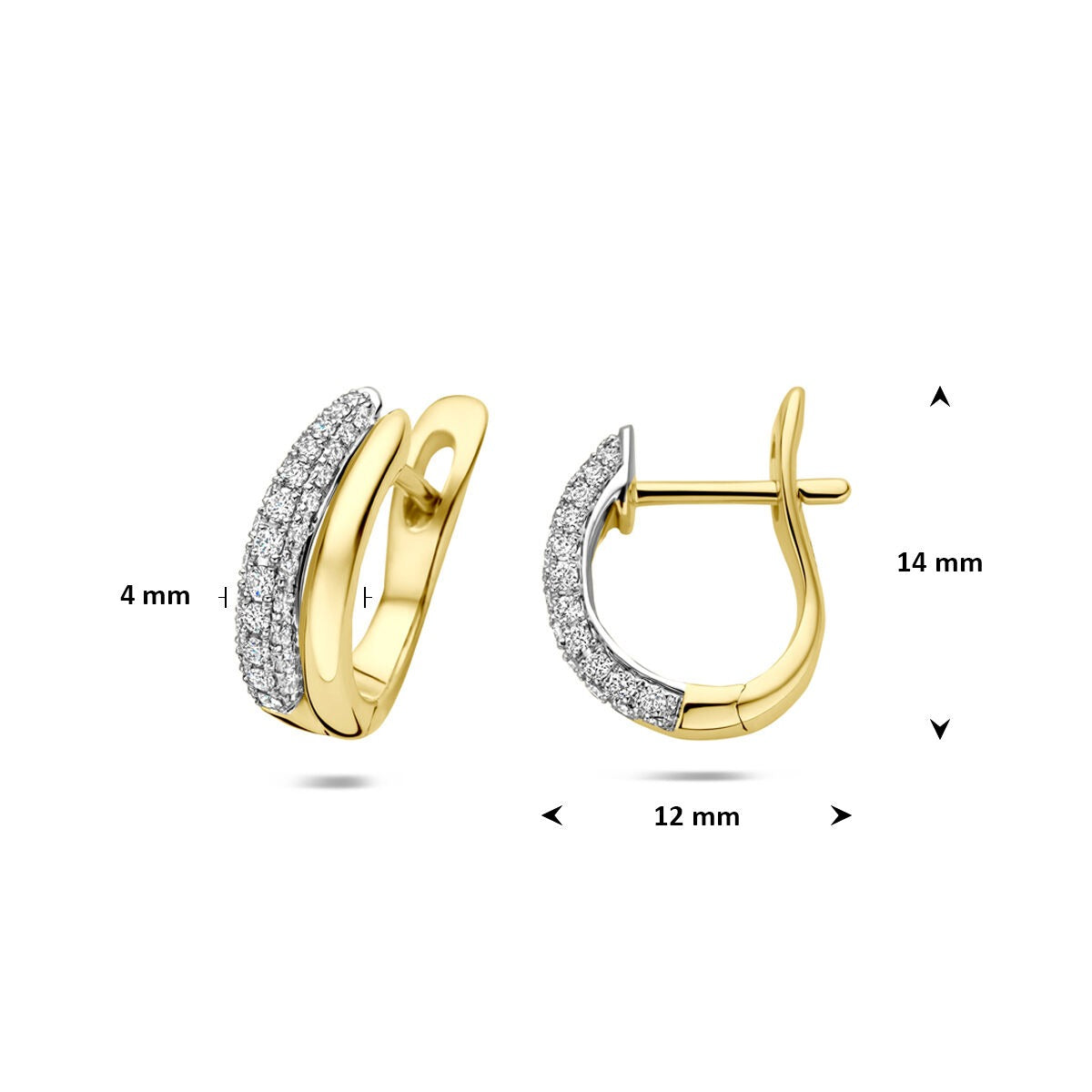 14k Bicolor gouden oorringen met diamant