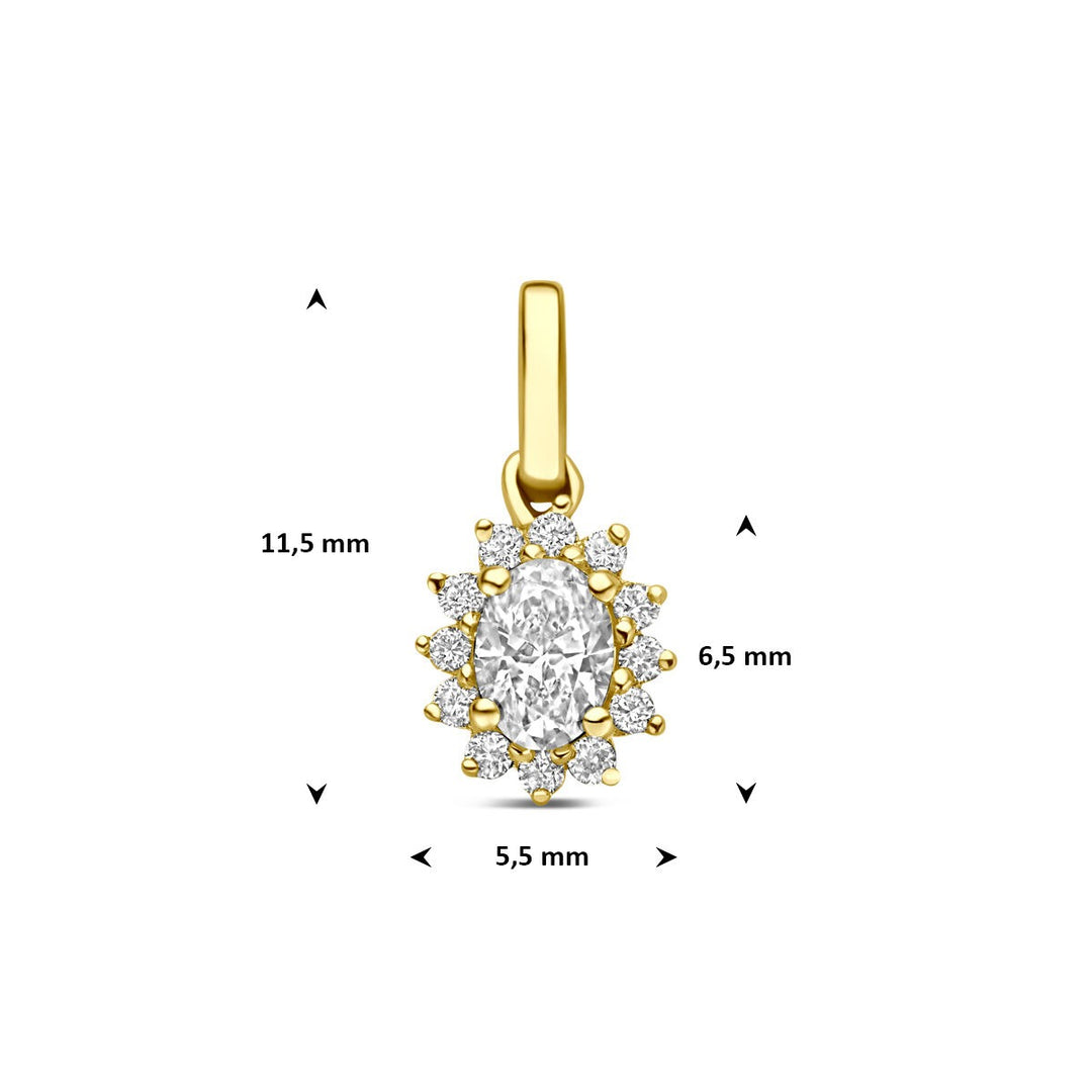 14k Geelgouden hanger met lab grown diamant 0,21 ct