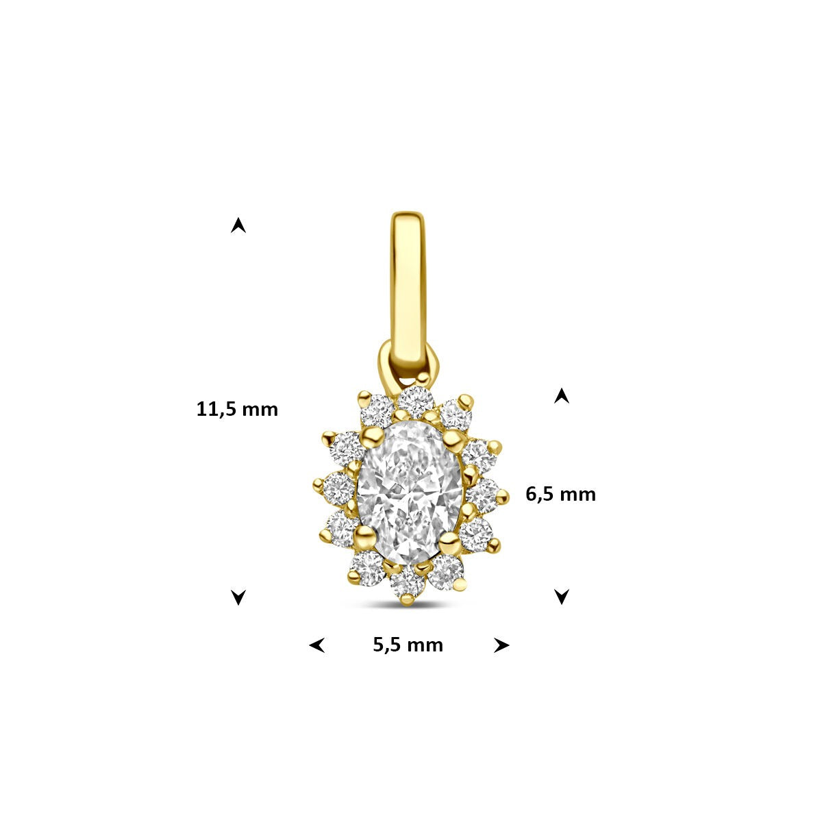 14k Geelgouden hanger met lab grown diamant 0,21 ct