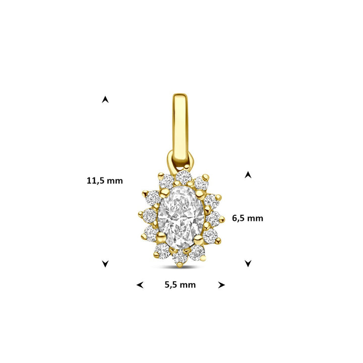 14k Geelgouden hanger met lab grown diamant 0,21 ct