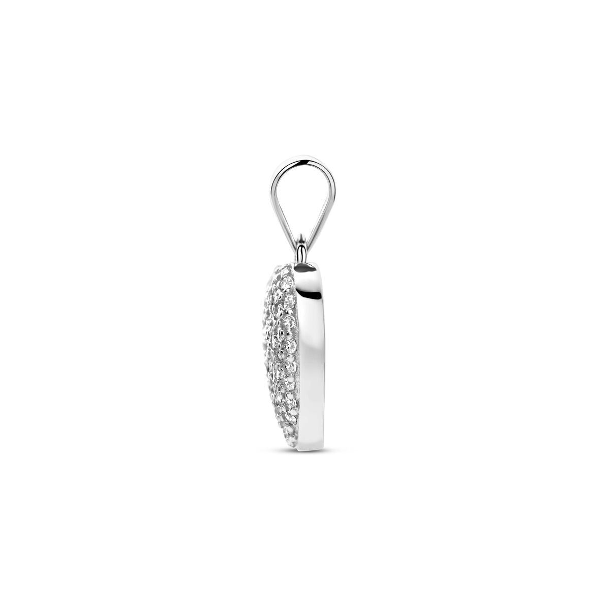 Zilveren hartjes hanger met zirkonia – gerhodineerd 925 zilver