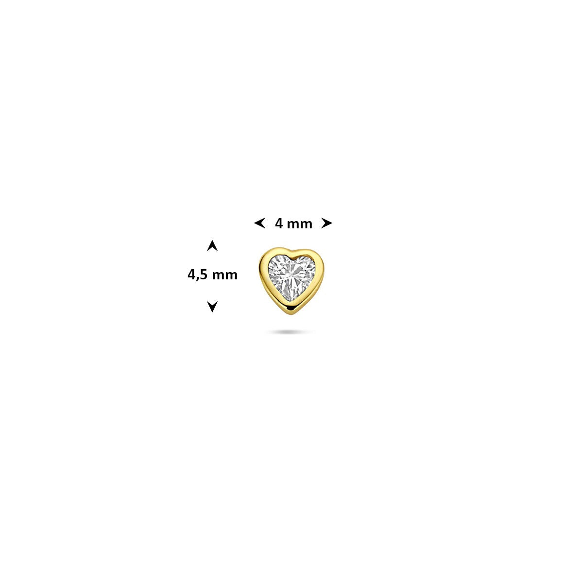 Verguld 925 zilveren flat back piercing met hartvormige zirkonia
