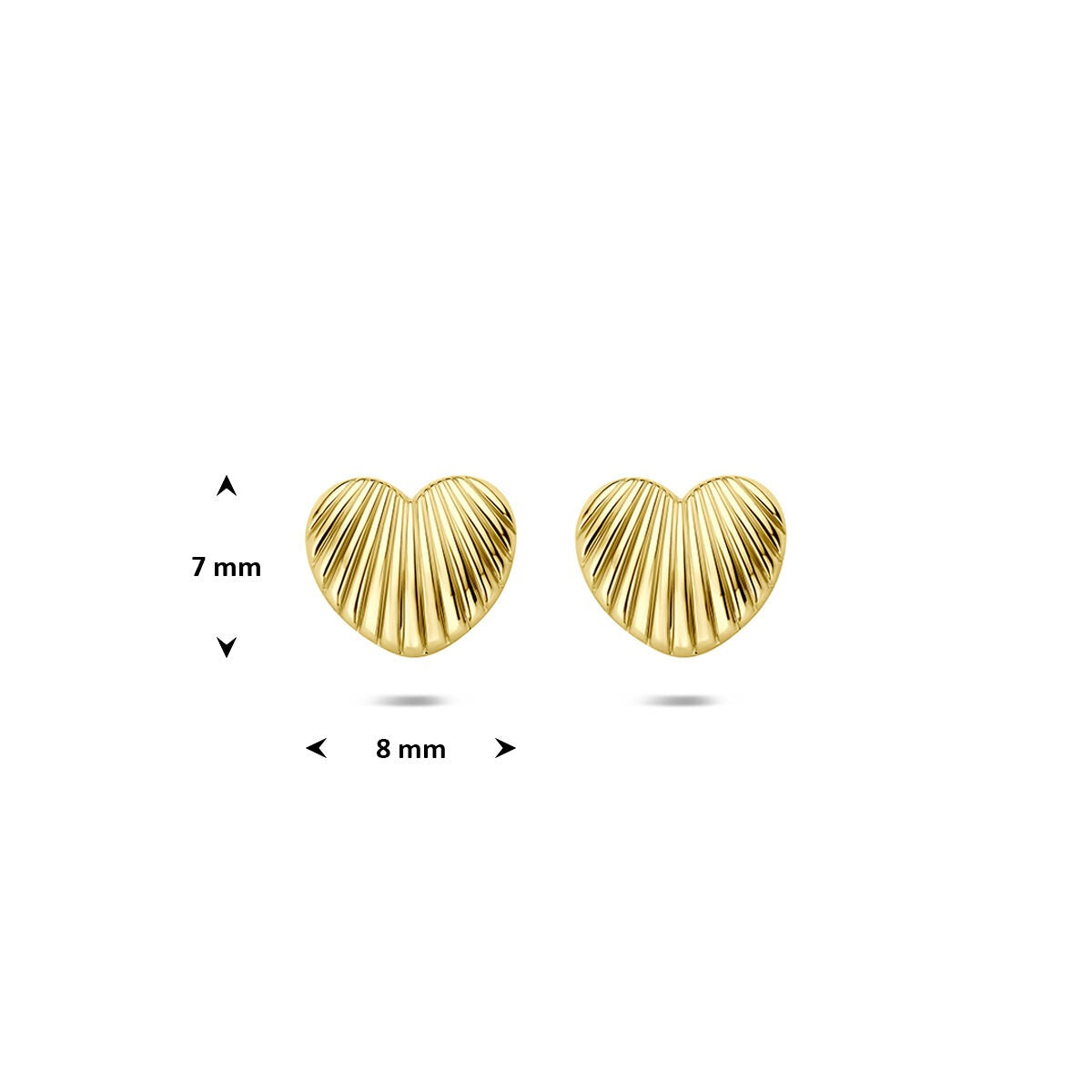9k Geelgouden hartjes oorknoppen