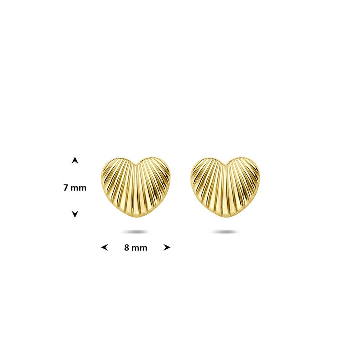 9k Geelgouden hartjes oorknoppen