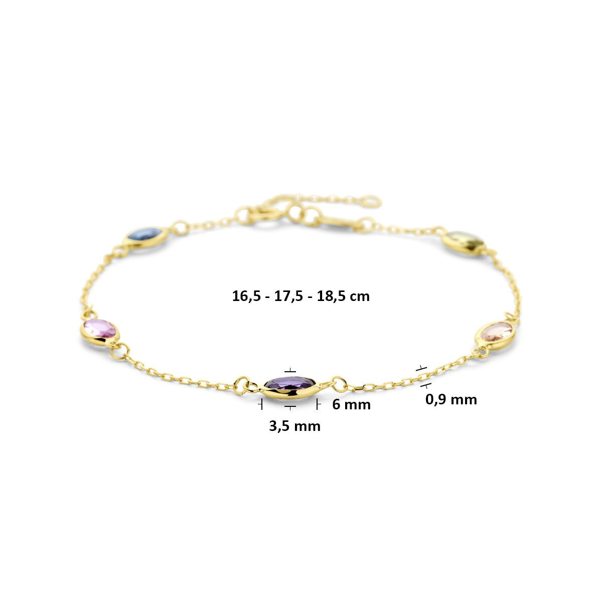14k Geelgouden Armband met Synthetische Edelstenen