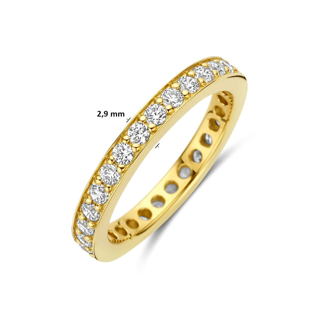 Verguld 925 zilveren ring met zirkonia 2.9 mm