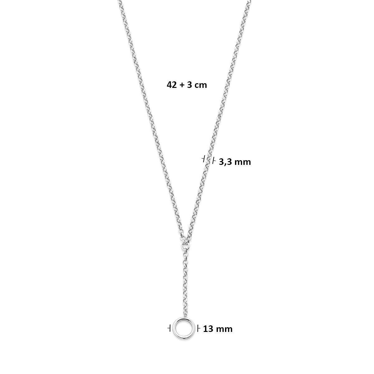 Gerhodineerd 925 zilveren Y-collier met rondje