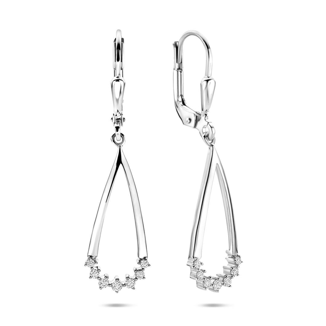 Zilveren oorhangers met zirkonia – gerhodineerd