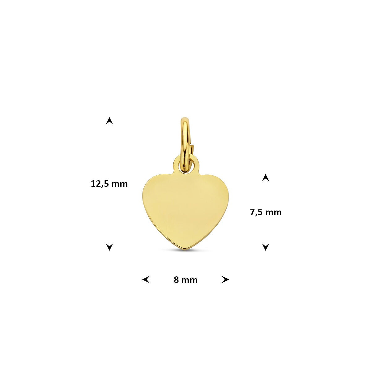 9k Geelgouden graveerhanger hartje 7,5 mm