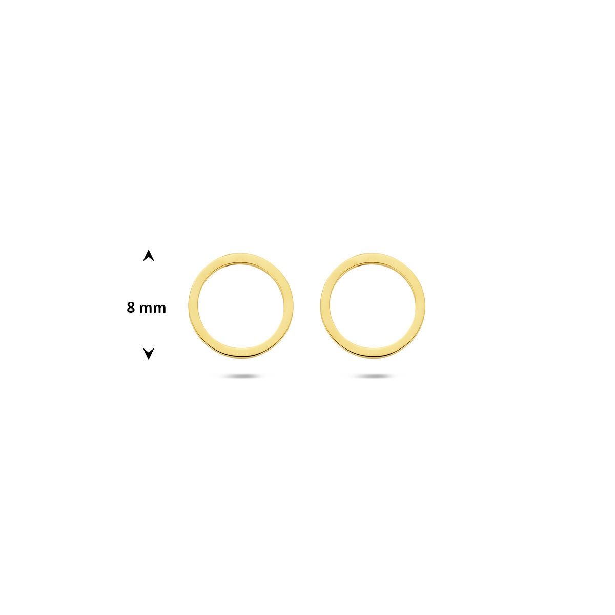 9k Geelgouden Oorknoppen Open Cirkel 8 mm