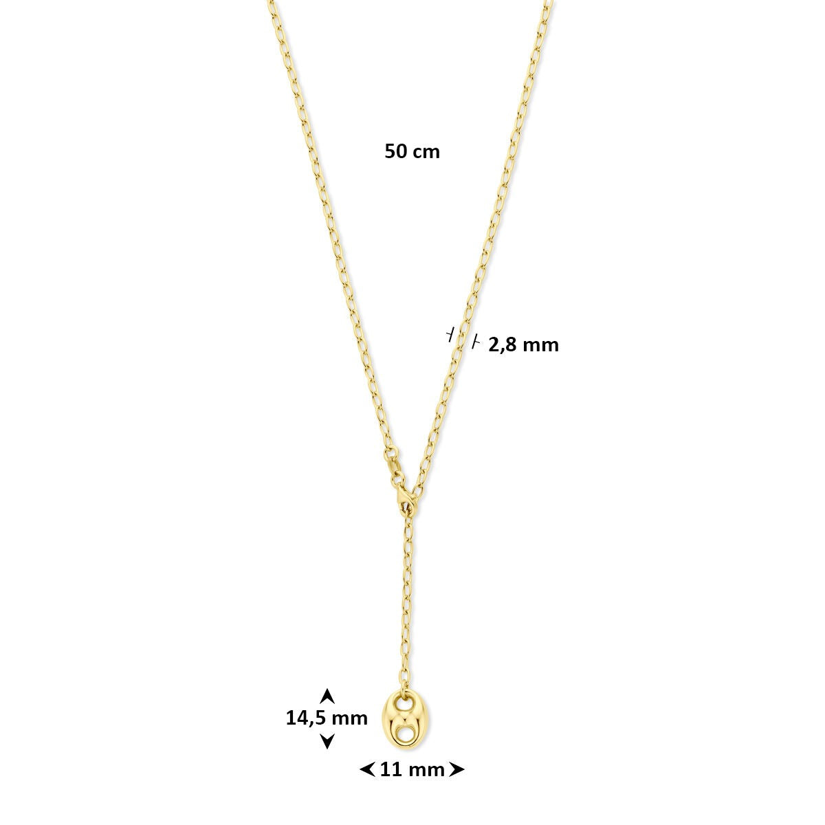 Verguld 925 zilveren ketting met hanger koffieboon