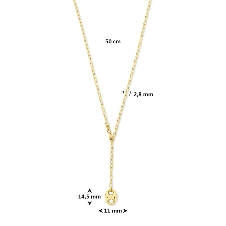 Verguld 925 zilveren ketting met hanger koffieboon