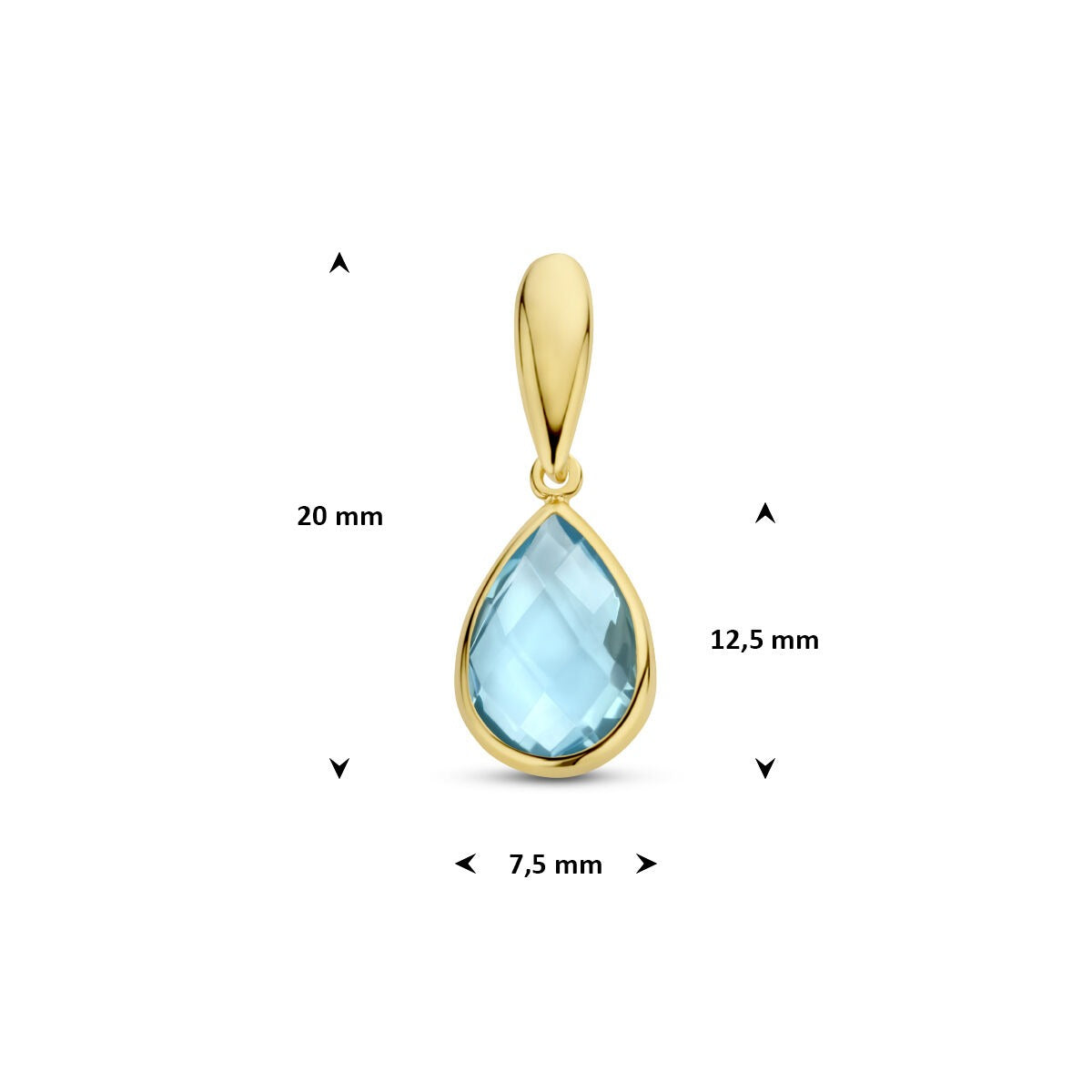 9k Geelgouden Hanger met Blauwe Topaas