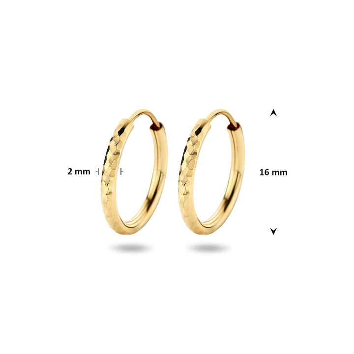 Geelgouden oorringen met gediamanteerde buis – 14k