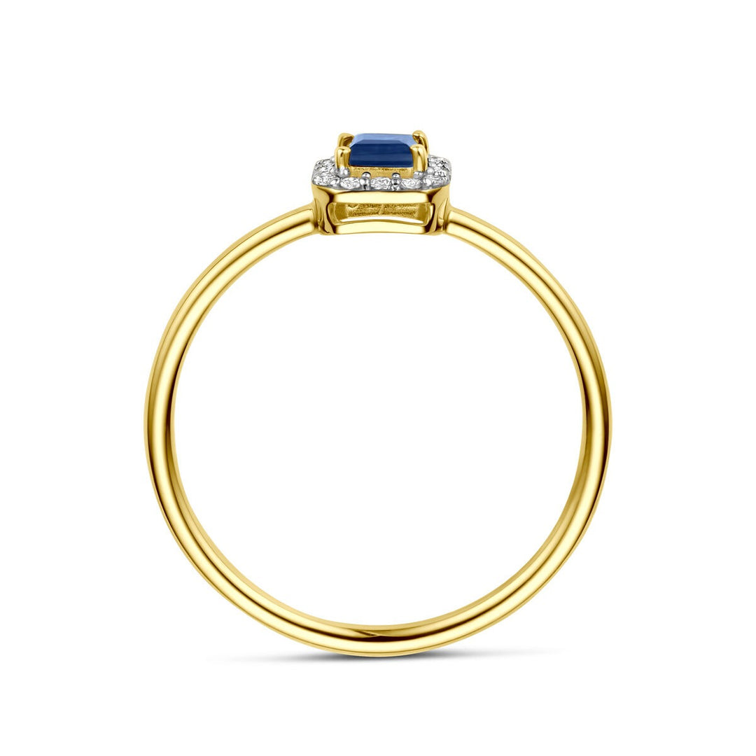 Gouden ring met saffier en diamant – 14k