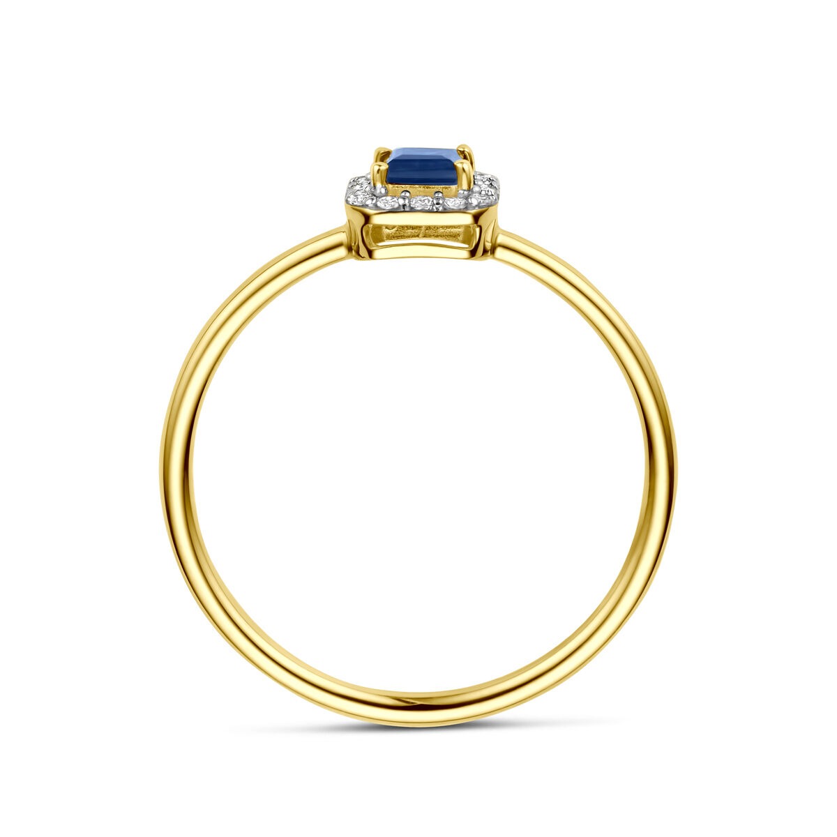 Gouden ring met saffier en diamant – 14k