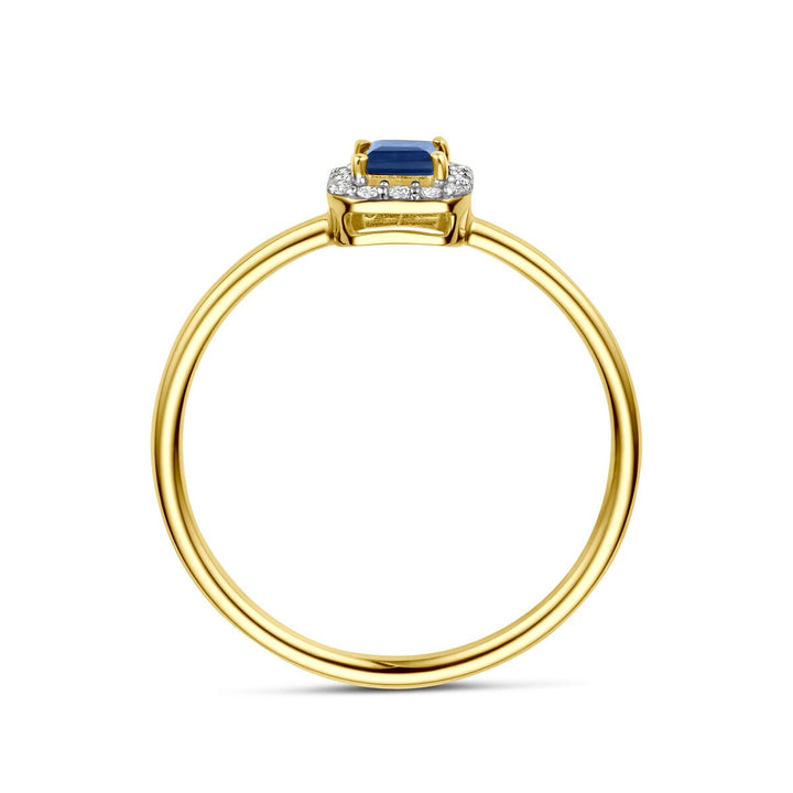 Gouden ring met saffier en diamant – 14k