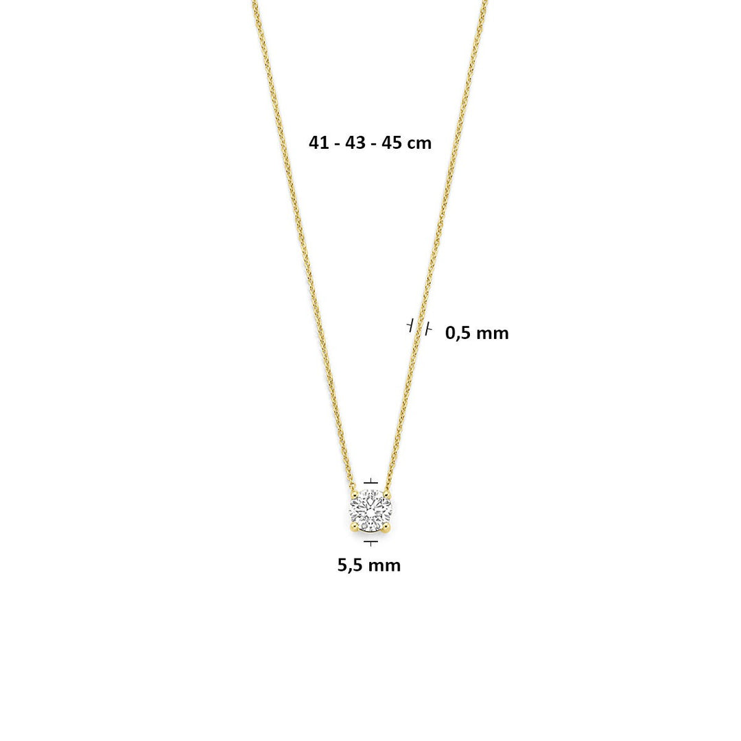 14k Geelgouden collier met lab grown diamant