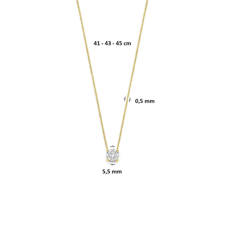 14k Geelgouden collier met lab grown diamant