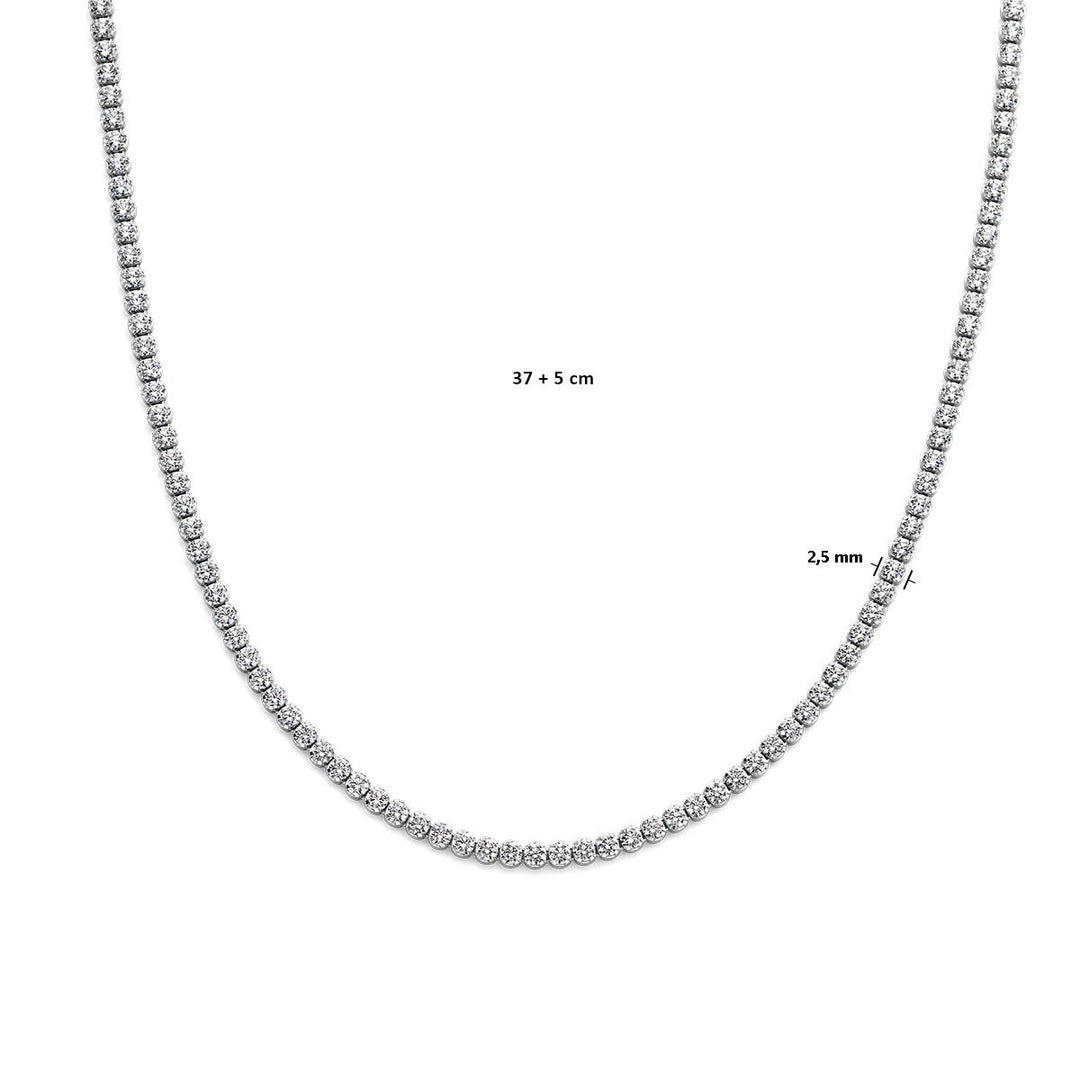 Zilveren ketting met zirkonia en fantasie schakel