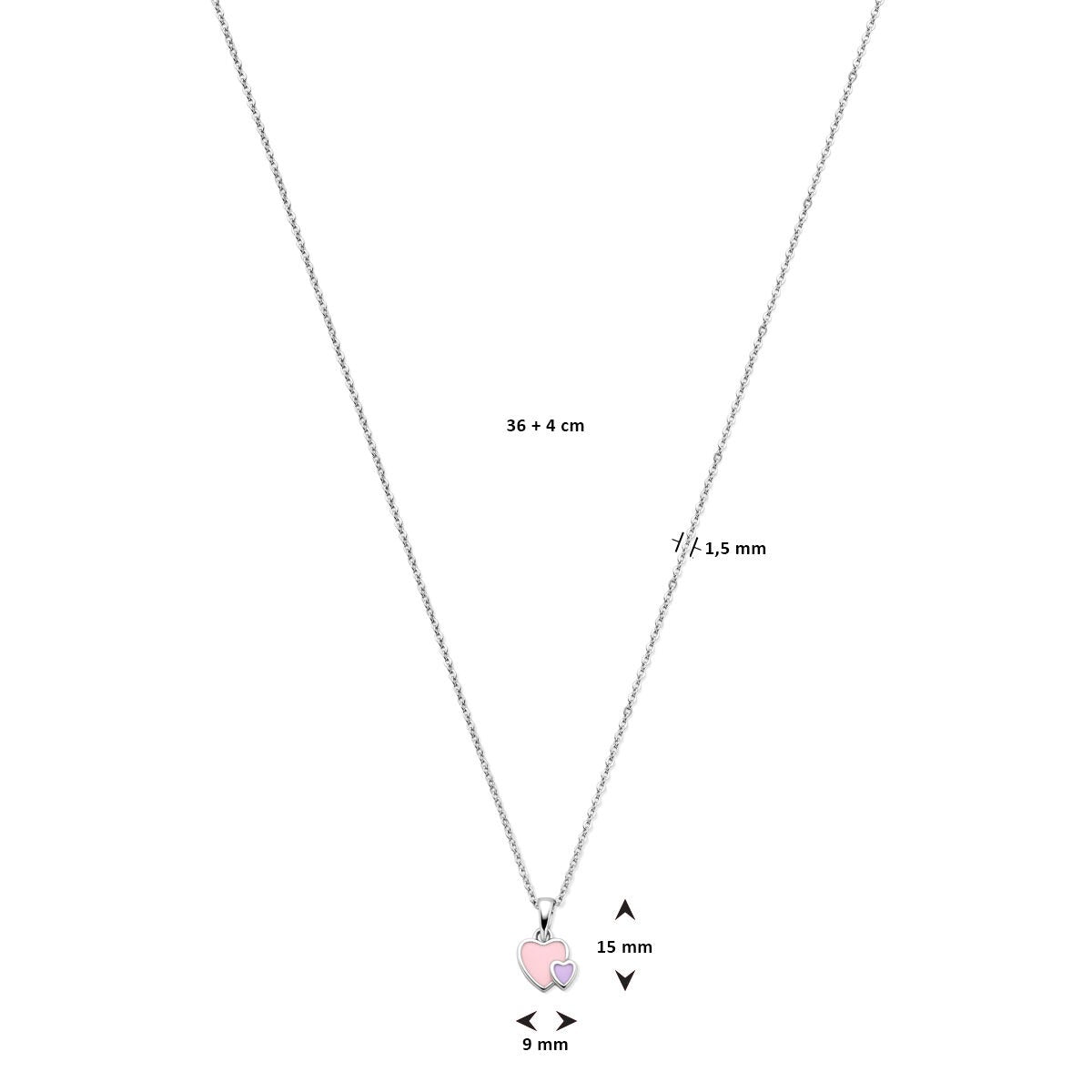 necklace hearts 36 + 4 cm silver rhodium plated