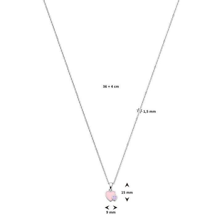 Zilveren kinder ketting met hartjes – gerhodineerd 925 zilver