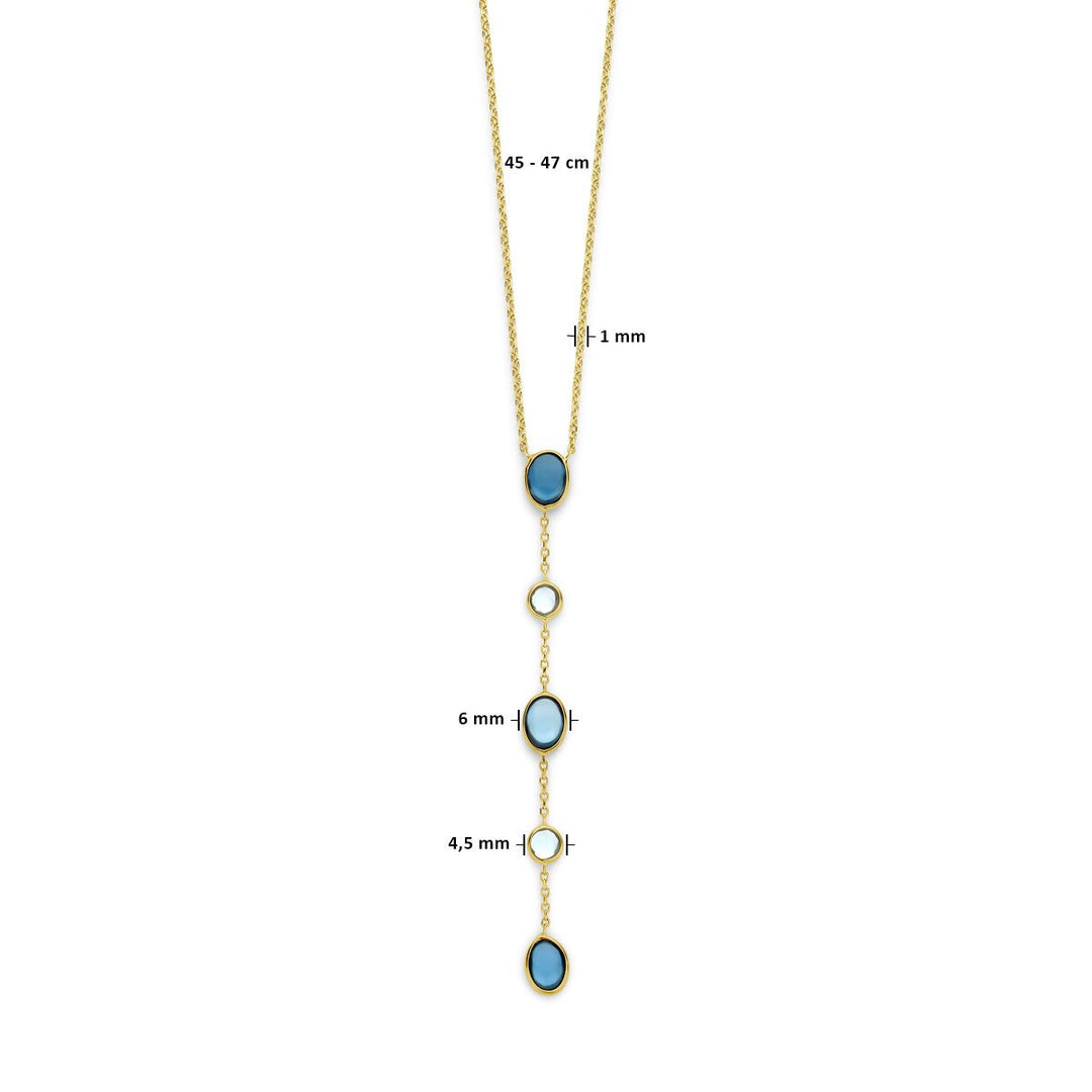 14k gouden dames ketting met London Blue en blauwe topaas – 45-47 cm