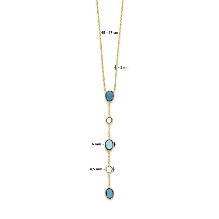 14k gouden dames ketting met London Blue en blauwe topaas – 45-47 cm