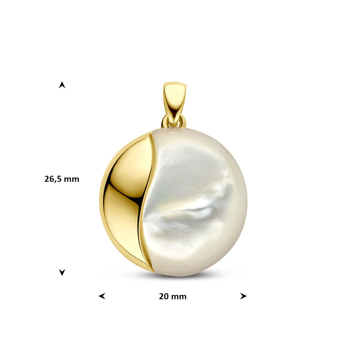 14k Geelgouden hanger met parelmoer 20 mm