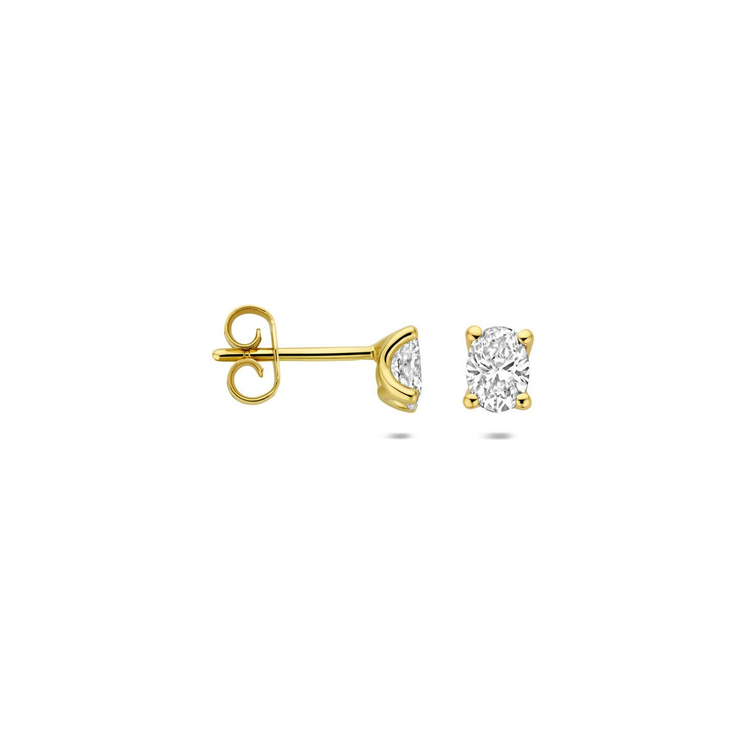 14k Geelgouden oorknoppen met lab grown diamant – ovaal 0.60ct
