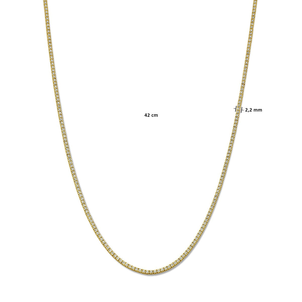 14k geelgouden tenniscollier met lab grown diamanten – 3.00ct