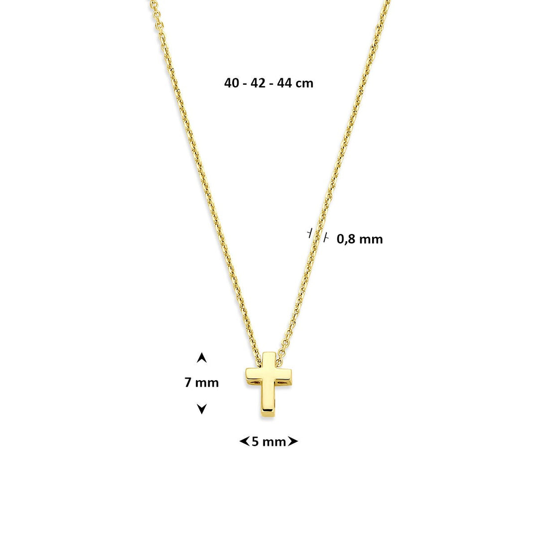 14k Geelgouden ketting met kruisje