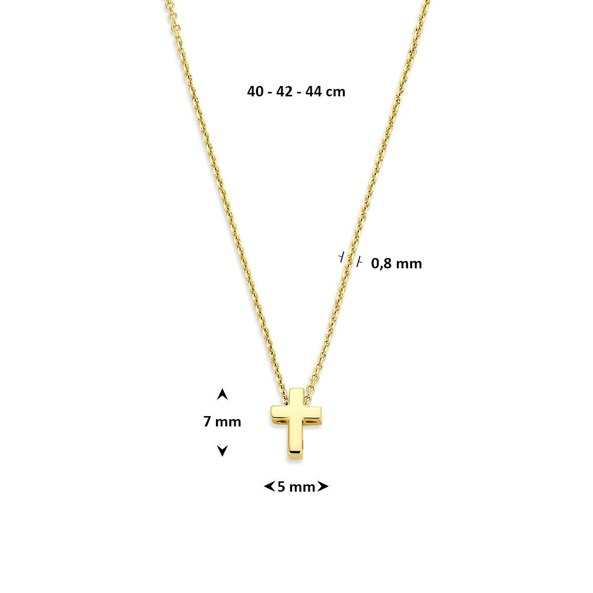 14k Geelgouden ketting met kruisje