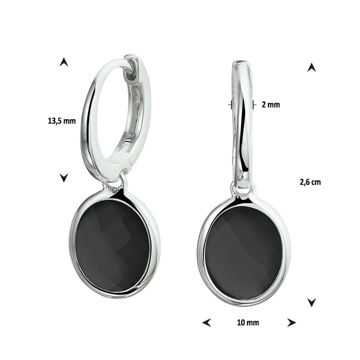 earrings onyx silver rhodium plated