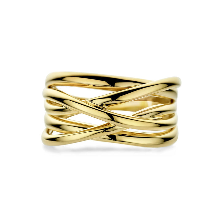 14k Geelgouden dames ring met brede band van 11 mm