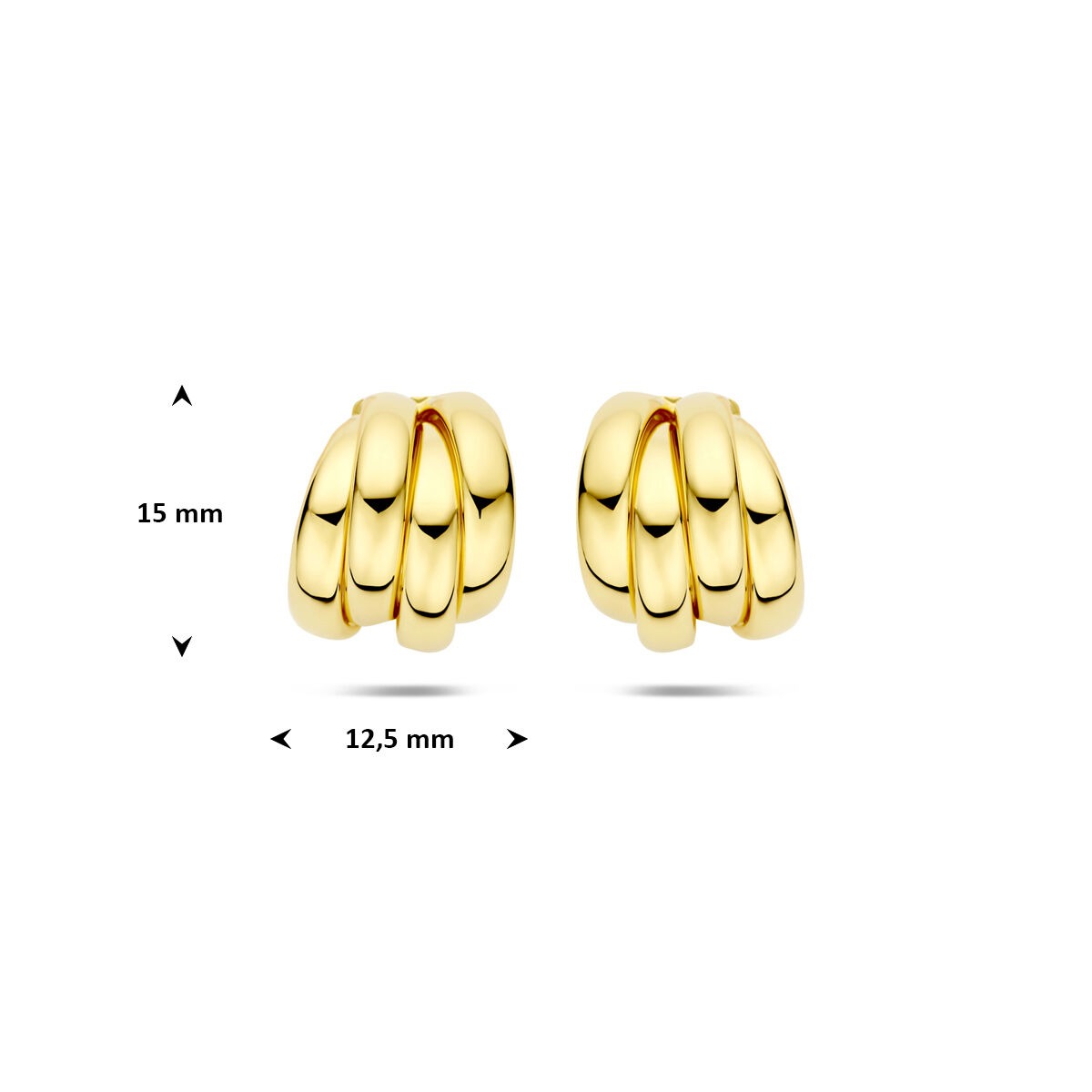 Verguld 925 zilveren stekeroorringen 15 x 12.5 mm