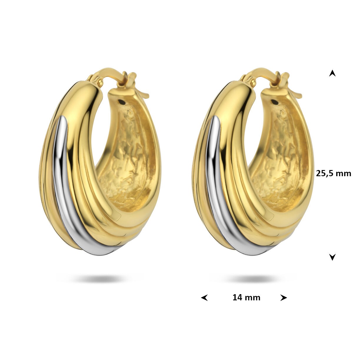 Verguld 925 Zilveren Stekeroorbellen 16,5 x 10 mm Dames