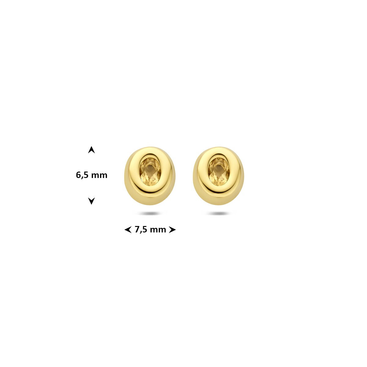 9k Geelgouden oorknopjes met citrien