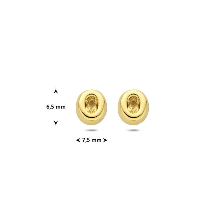 9k Geelgouden oorknopjes met citrien