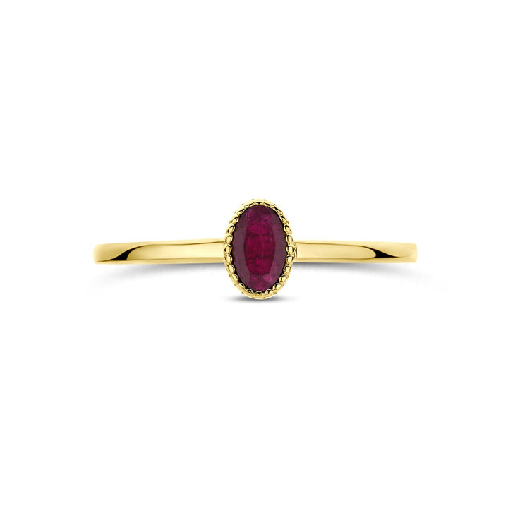 14k Geelgouden ring met robijn
