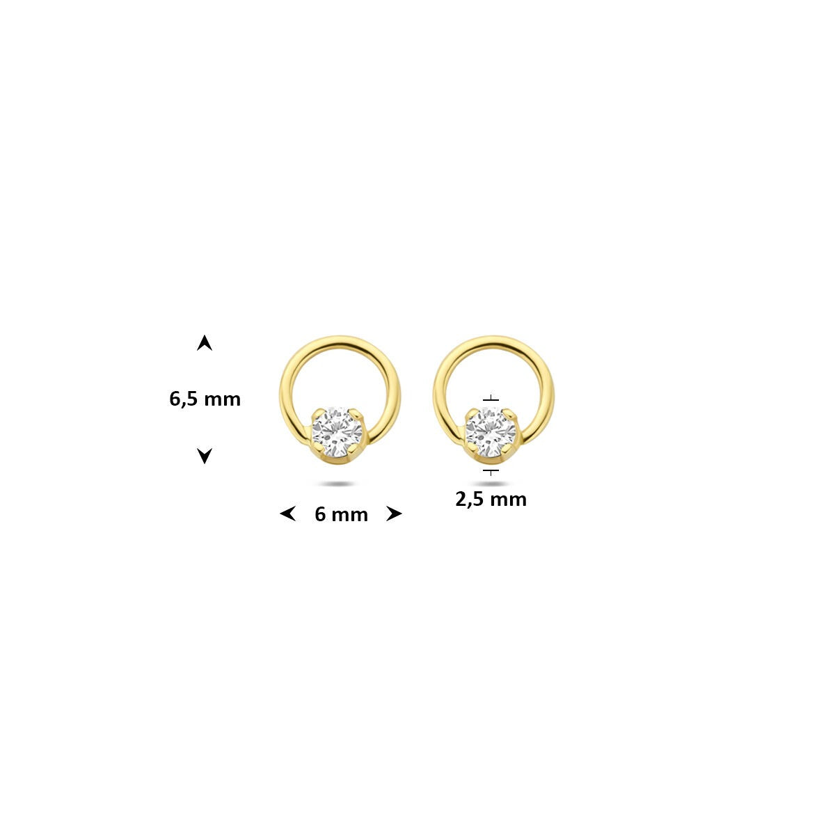 14k geelgouden oorknoppen met lab grown diamant 0,13 ct