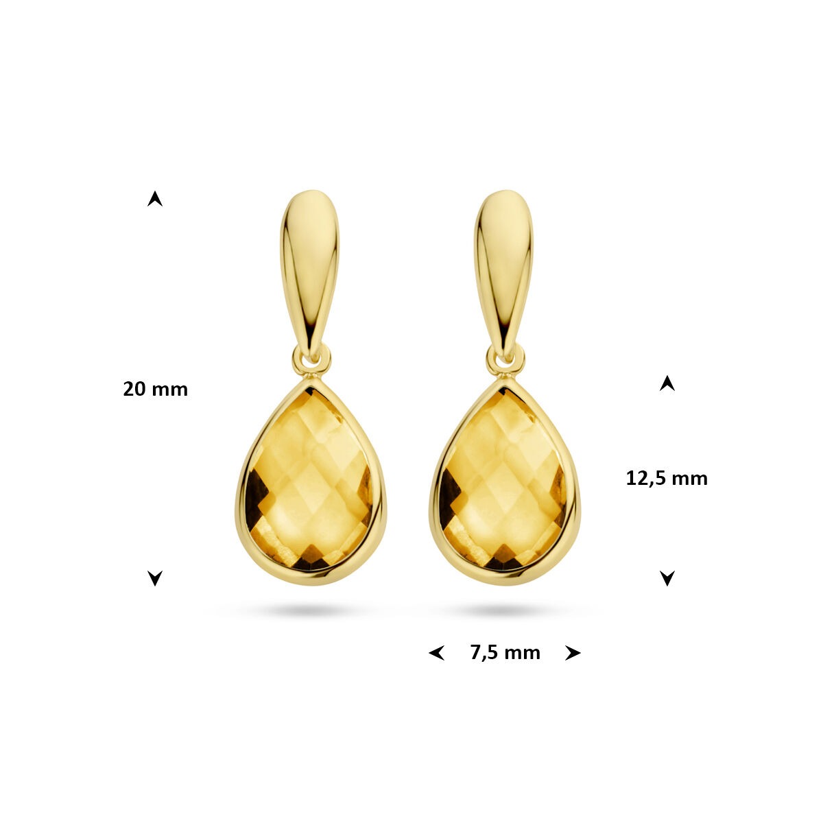 9k geelgouden oorhangers met citrien