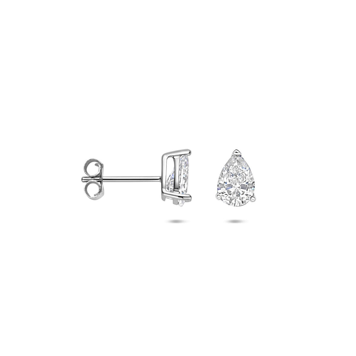 Zilveren oorknoppen met zirkonia in peervorm – 7.5 x 5.5 mm