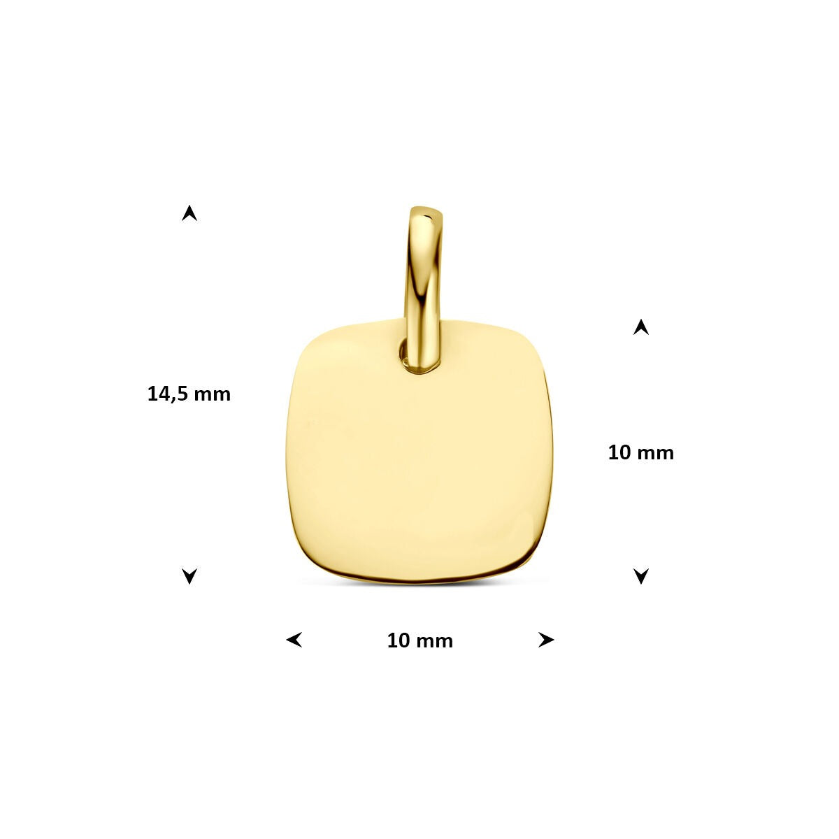 14k Geelgouden Graveerhanger Vierkant