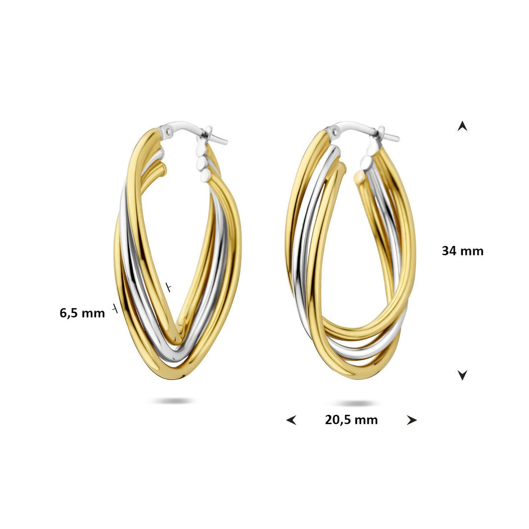 Bicolor zilveren oorringen ovaal – elegant contrast in goud en zilver