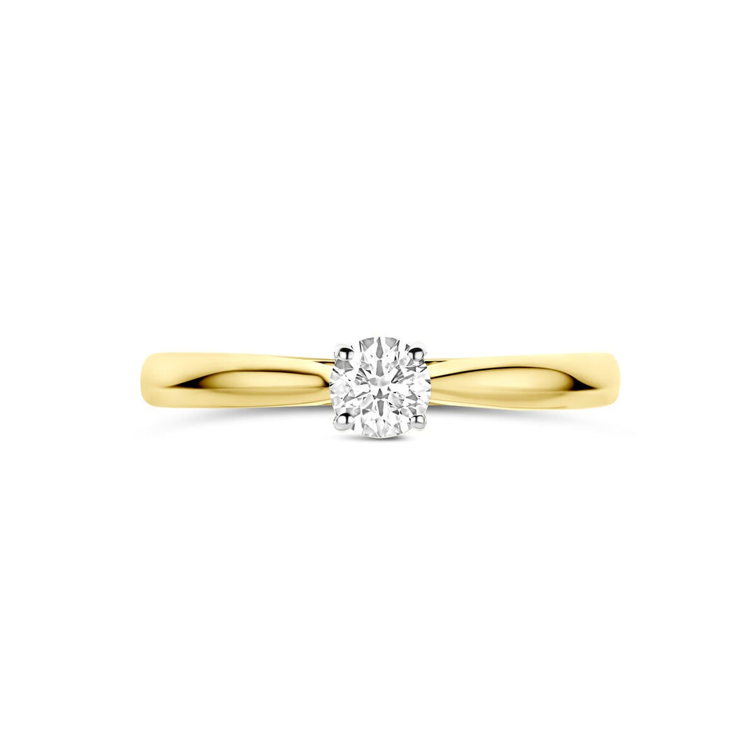14k Bicolor geel- en witgouden ring met 0.25ct lab grown diamant